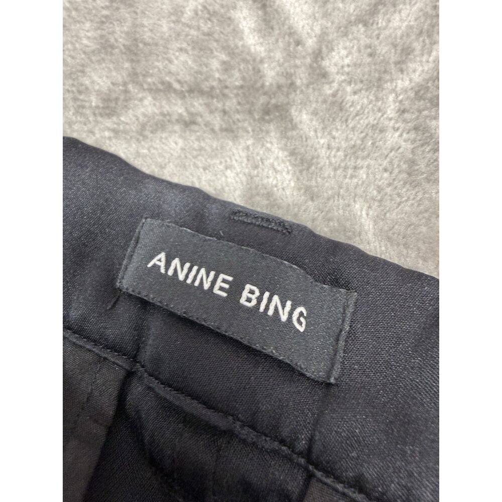 Anine Bing Carrie Silk Charmeuse Pants 26 Black High Rise Wide Leg Pants - Picture 10 of 12